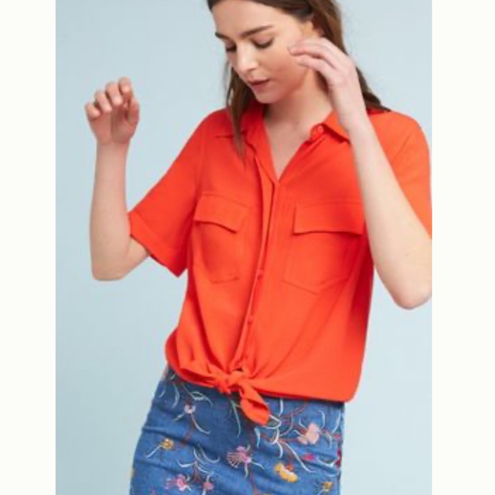 Anthropologie Porridge Bergen Buttondown - size M - Orange